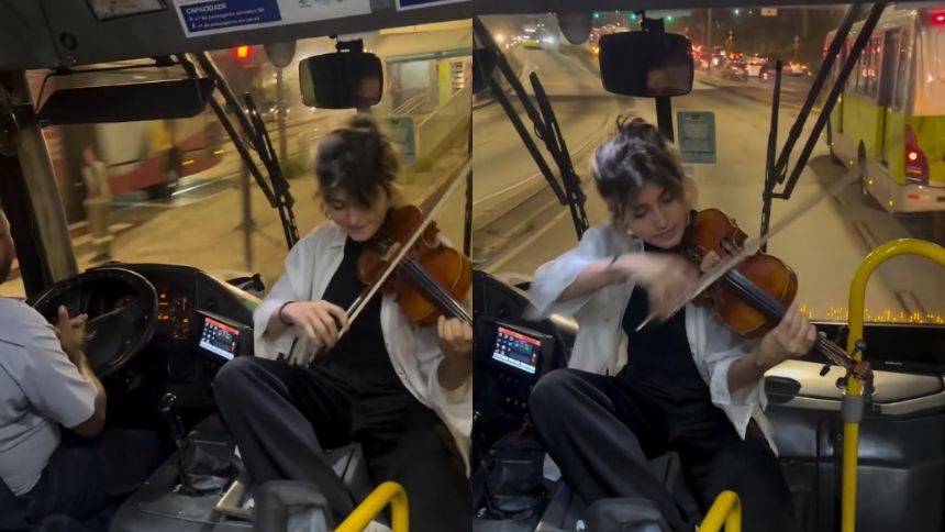 Estudante toca violino em ônibus de BH e motorista aplaude » BH 24 Horas