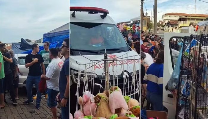 Idoso tem mal súbito, atropela 13 pessoas e invade barracas durante festa de São João em Cachoeira de Minas, MG — Foto: Redes sociais