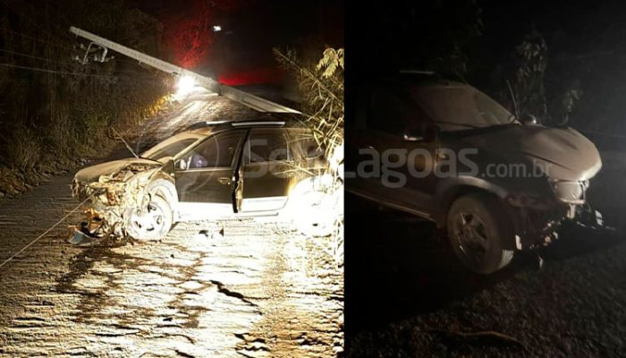 Veículo teve sinistro contra poste na estrada / Foto: cedidas ao SeteLagoas.com.br